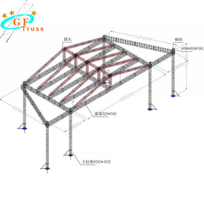 Op zwaar werk berekend 6061-T6-de Bundelsysteem 520*760mm van het Aluminiumstadium