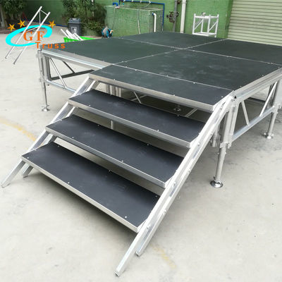 Draagbaar duurzaam het platformbureau van het aluminiumstadium met regelbare benen voor openlucht het overlegvertoning van de muziekgebeurtenis